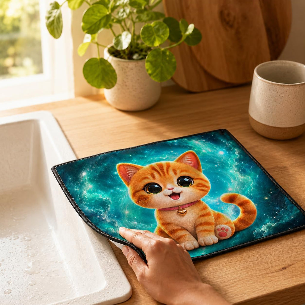 Essuie-tout lavable Chaton Galaxie en situation dans une cuisine