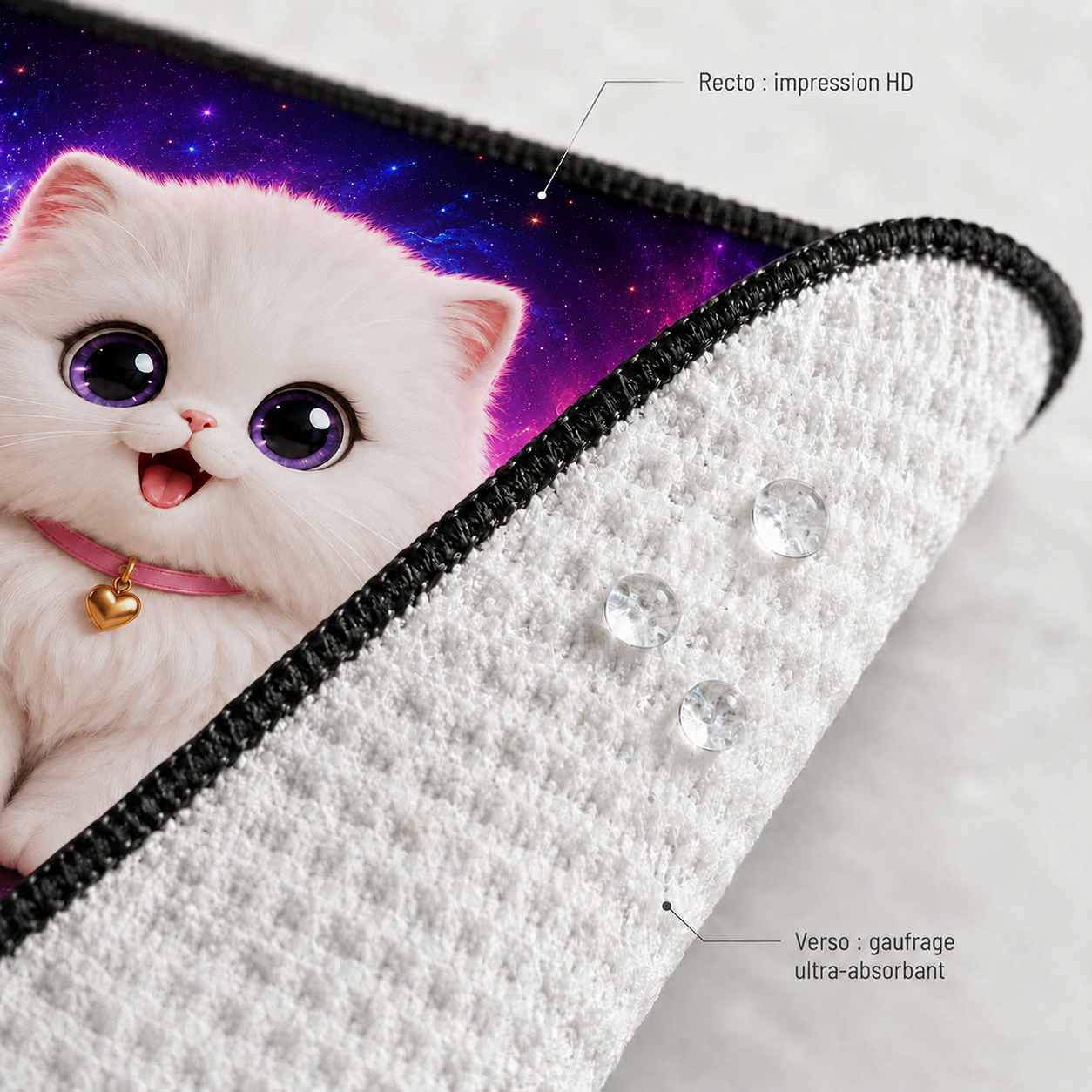 Essuie-tout lavable Chaton Persan, recto impression HD et verso gaufrage ultra-absorbant