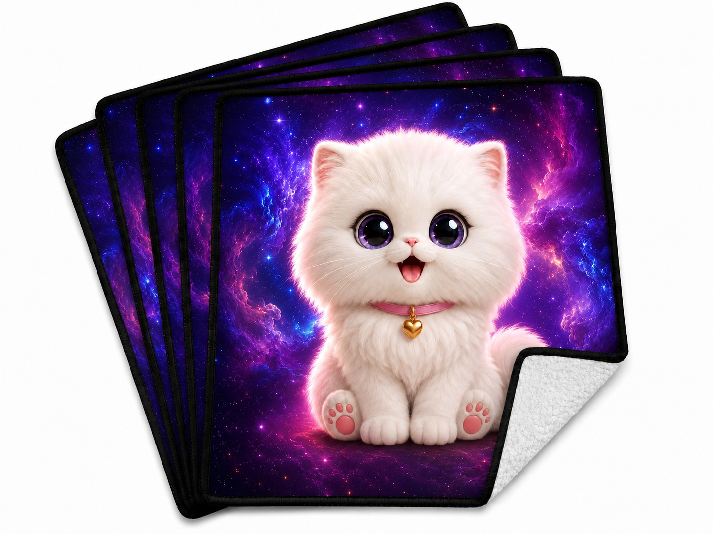 Lot de 5 essuie-tout lavables Chaton Persan empilés