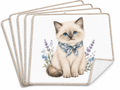 Lot de 5 essuie-tout lavables Chaton Lavande empilés