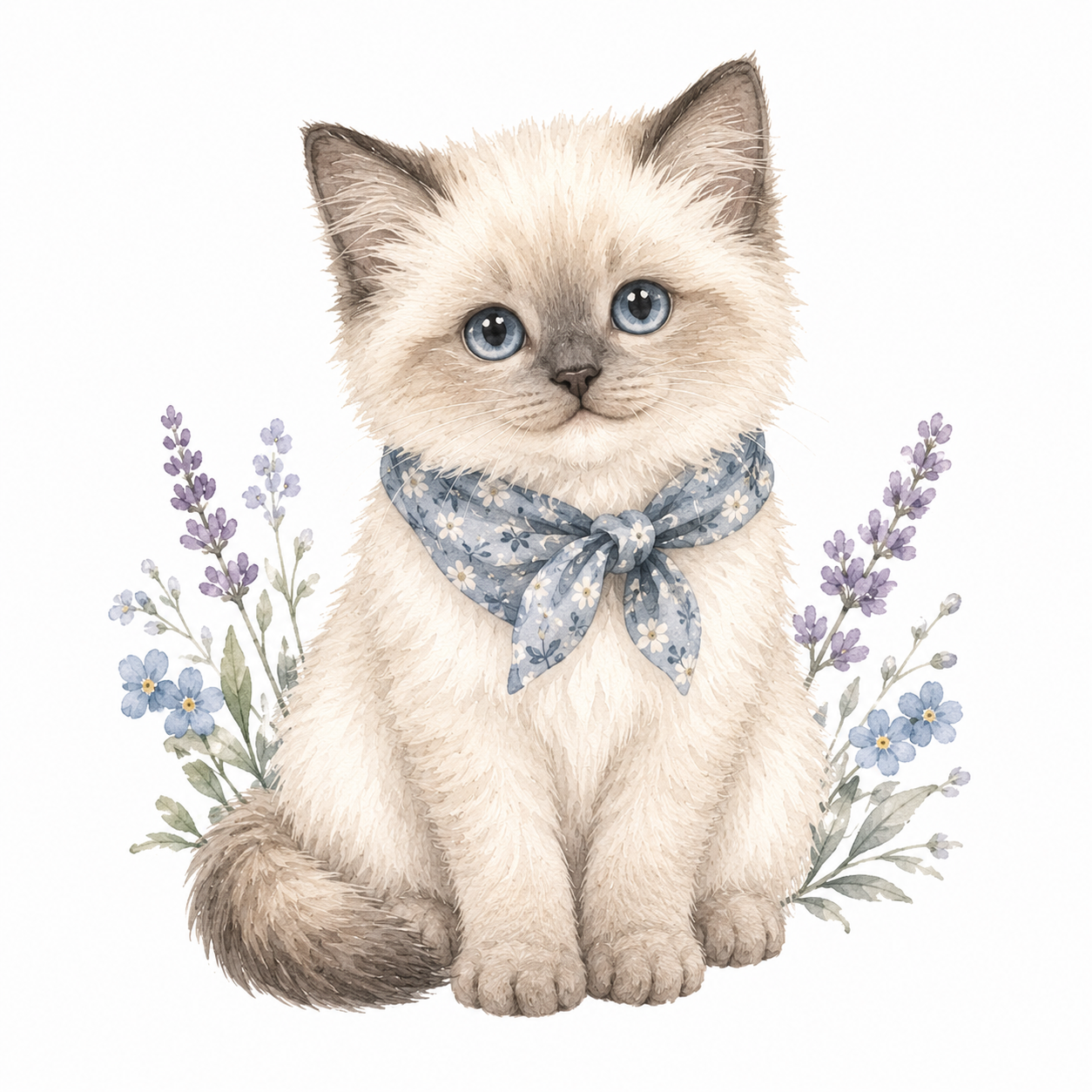 Motif Chaton Lavande