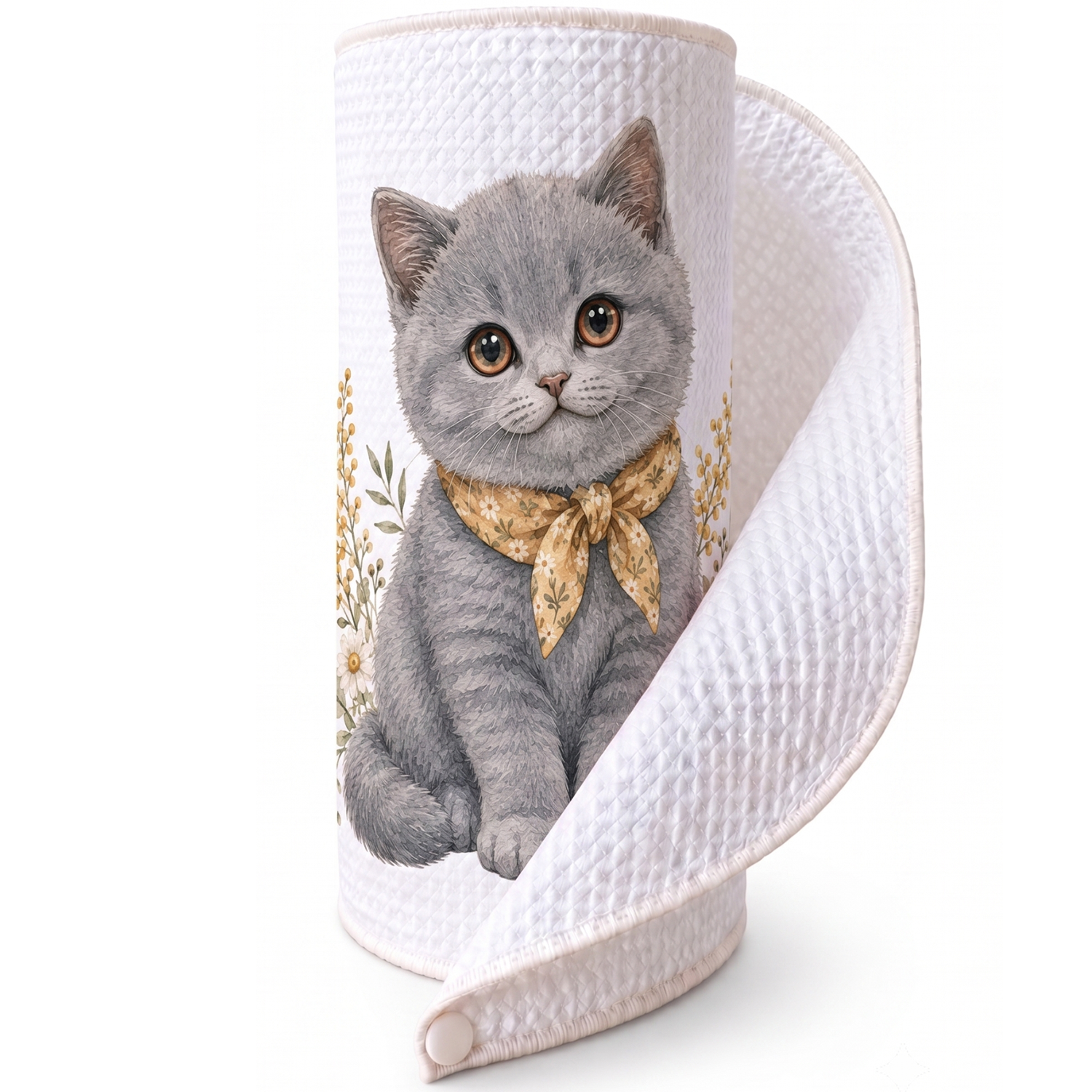 Essuie-tout lavable Chaton Grisou (aquarelle)